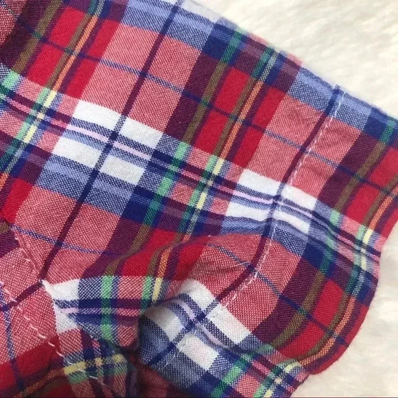 Chaps Collared Short Sleeved Plaid Shirt Red, White, & Blue Plaid  Size 4T - Picture 14 of 16